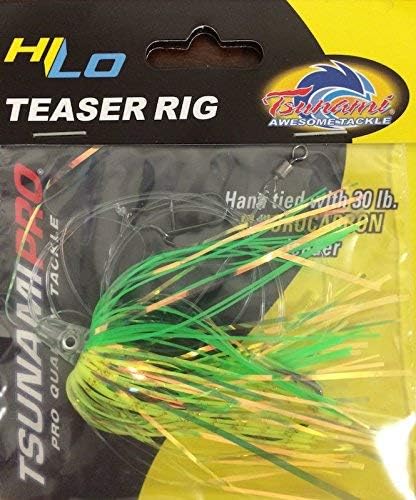 Tsunami Hi - Lo Fluke Flounder Mylar Teaser Rig - Chartreuse - 3