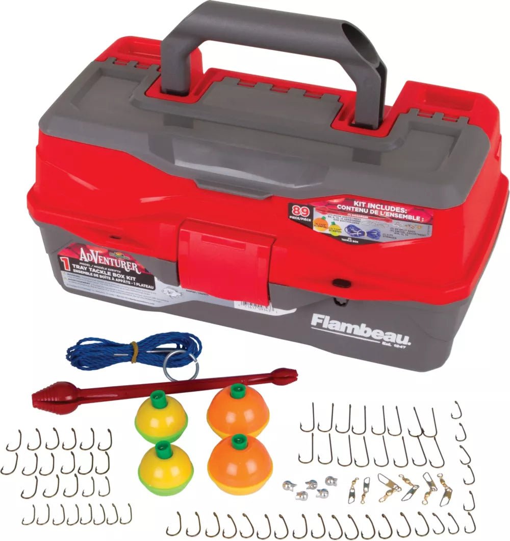 flambeau tackle boxes Flambeau Adventurer 1-Tray 89-Piece Tackle Kit – New England Dive