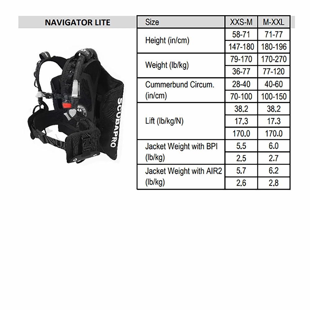 Scubapro Navigator Lite BCD With Air2 - XS - M - 10