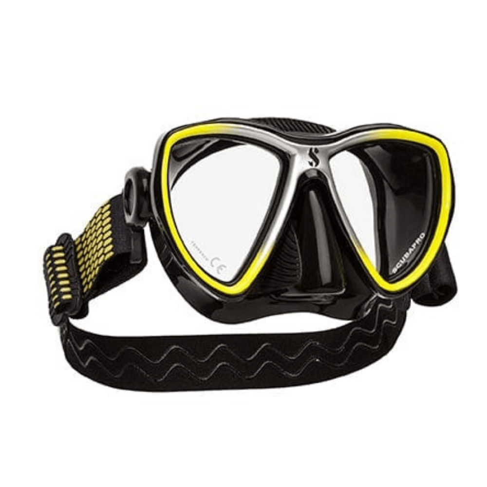 Scubapro Synergy Mini Mask w/ Comfort Strap - Yellow/Silver - Black Skirt - 4