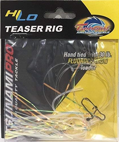 Tsunami Hi - Lo Fluke Flounder Mylar Teaser Rig - Glow - 1