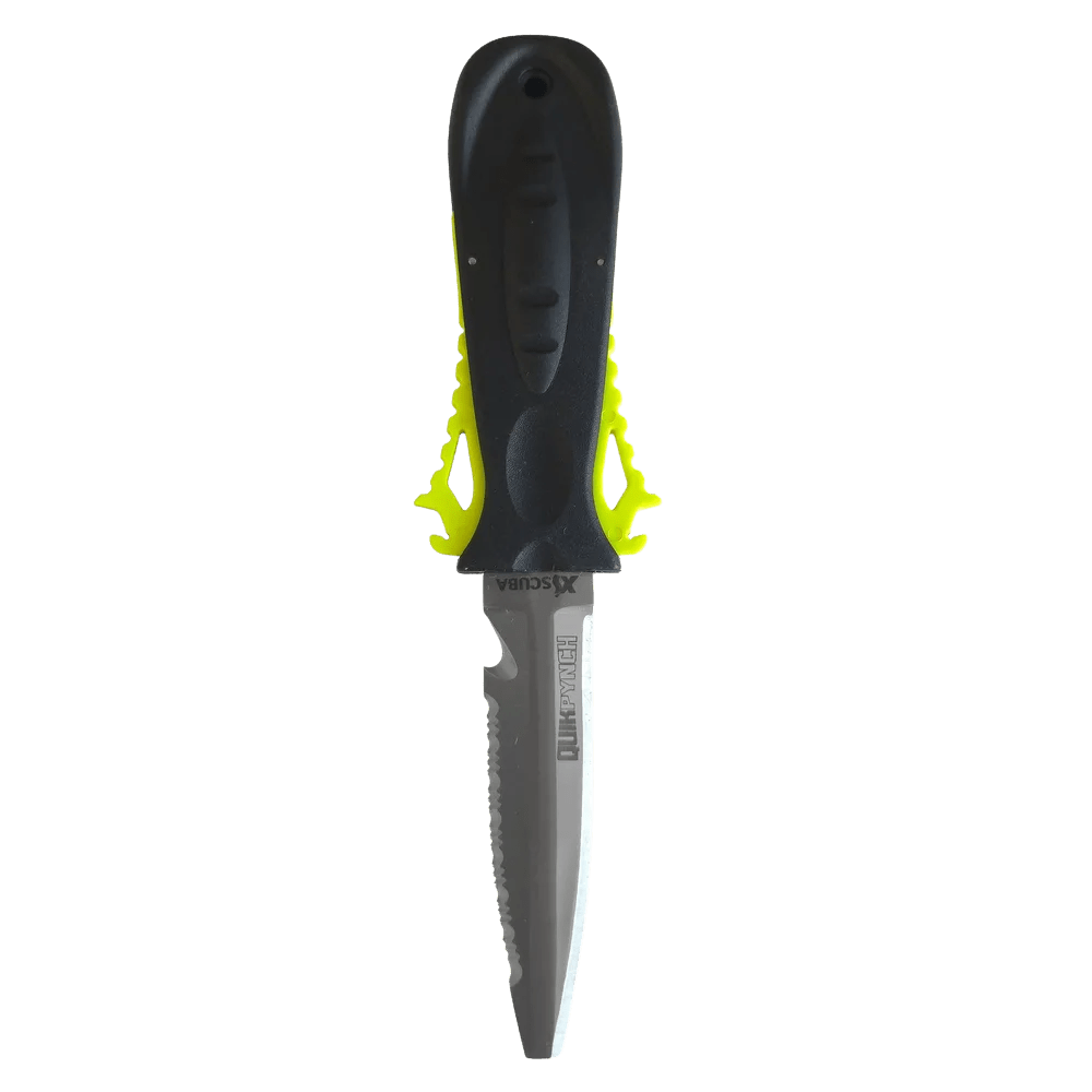 XS Scuba QuikPynch Knife Stainless - Neon Yellow - 4