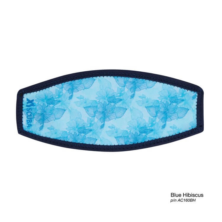 XS Scuba Neoprene Mask Strap Pad - Blue Hibiscus - 2