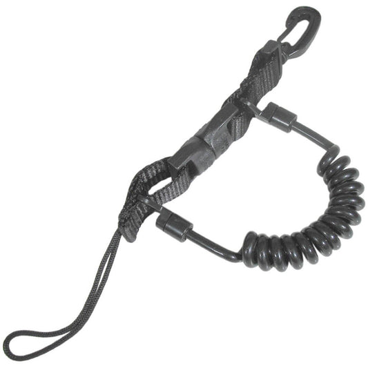 Trident Clip with Coil Lanyard & Black Clip