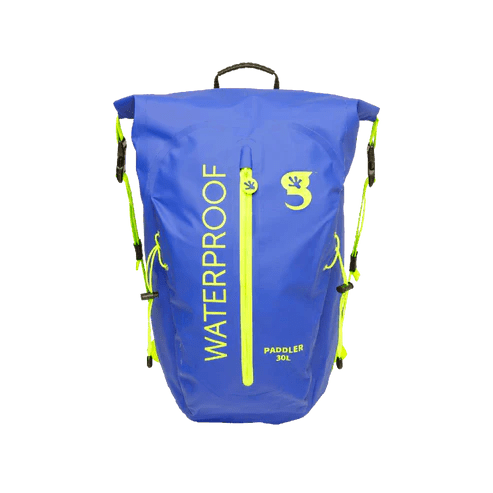 Gecko Paddler 30L Waterproof Backpack - Royal Blue / Neon Green - 2