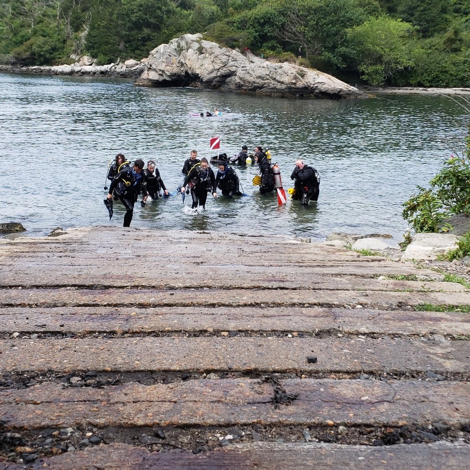 Fort Wetherill State Park, RI boat launch with divers divers local scuba events collection