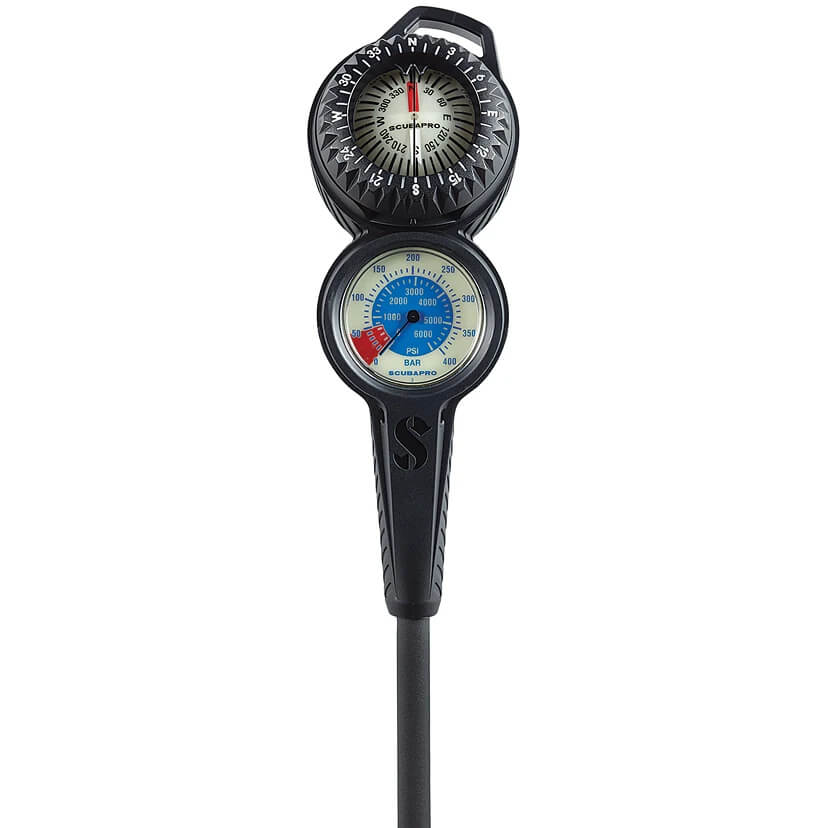 Scubapro 2-Gauge Dive Console Compass Metal Dual Bar/Psi Gauge