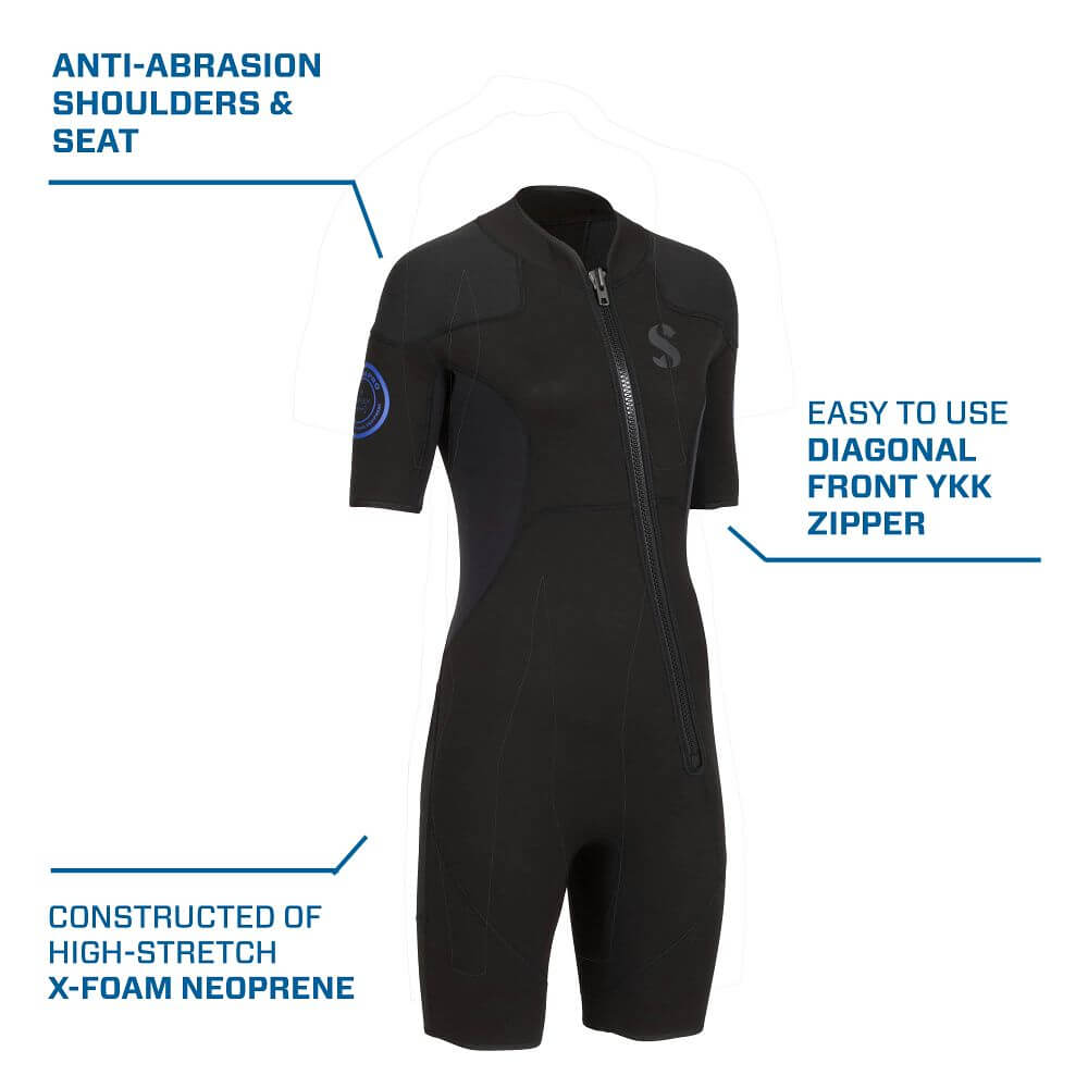 Scubapro Womens 2.5mm ONEFlex Front Zip Shorty - XS - 2