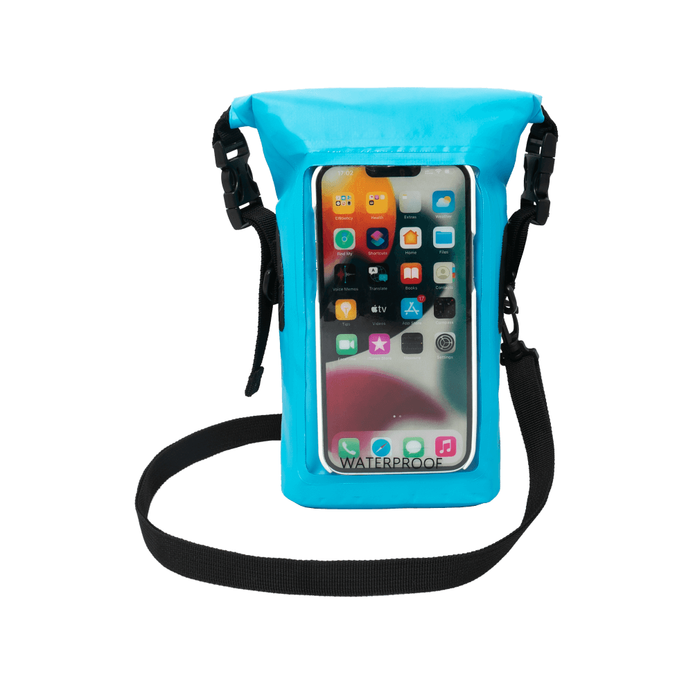 Gecko Waterproof Phone Tote - Neon Blue - 3