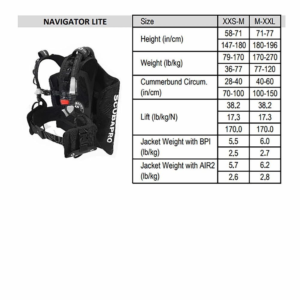 Scubapro Navigator Lite BCD With Air2 - XS - M - 10