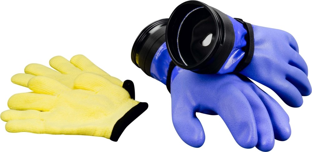 DUI Dry Zip Gloves Heavy Duty Blue W/ Dam - M - 14