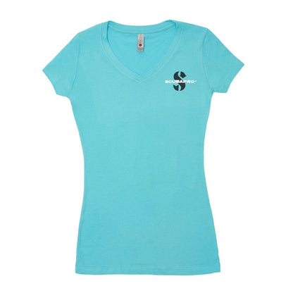 Scubapro V-Neck Sporty Tahiti Blue T-Shirt - Small - 23